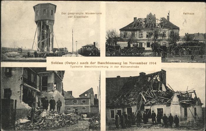 Soldau Ostpreussen Feldpost Rathaus, Wasserturm, Eisenbahn