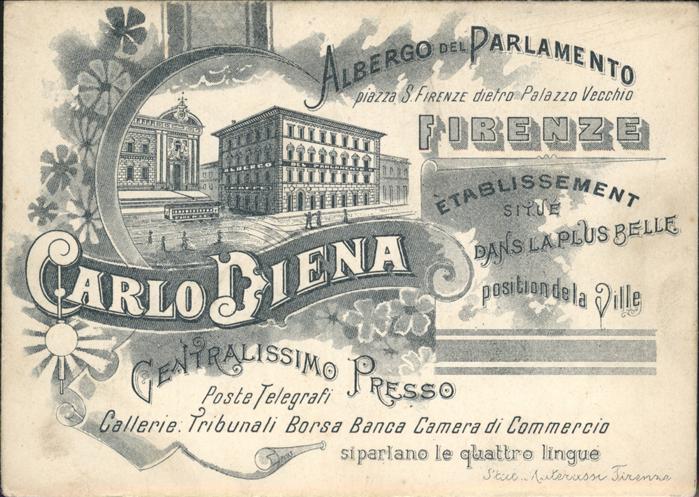 Firenze Florenz Albergo del Parlamento Carlo Diena, Kla