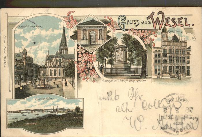 Wesel Rhein Marktplatz Kirche Eisenbahnbrücke Ratha