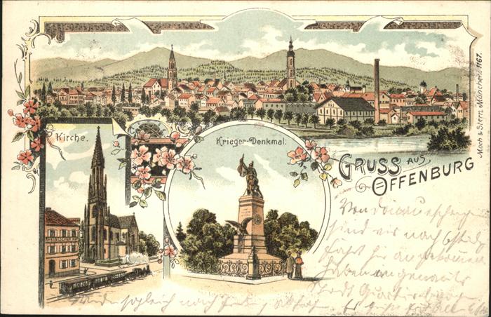 Offenburg Kirche Krieger Denkmal  Eisenbahn