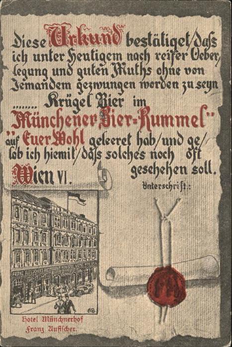 Muenchen Urkunde Münchner Bier Rummel