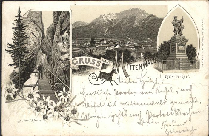 Mittenwald Bayern Klotz Denkmal Leutaschklamm