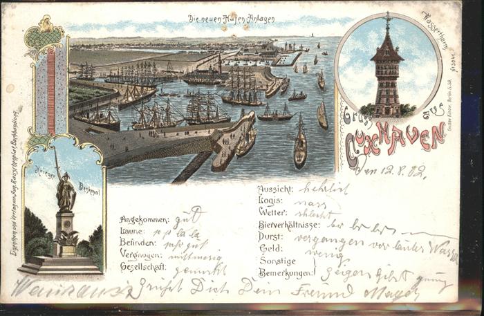 Cuxhaven Nordseebad Hafen Schiff Krieger Denkmal Wasserthur