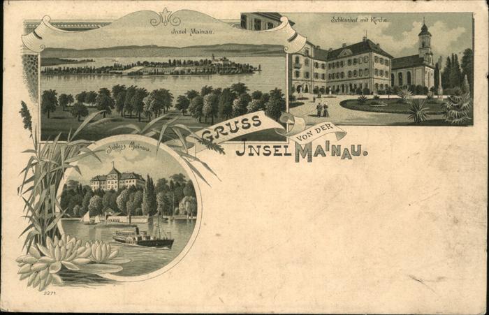 Mainau Insel Mainau Schlosshof mit Kirche Schl