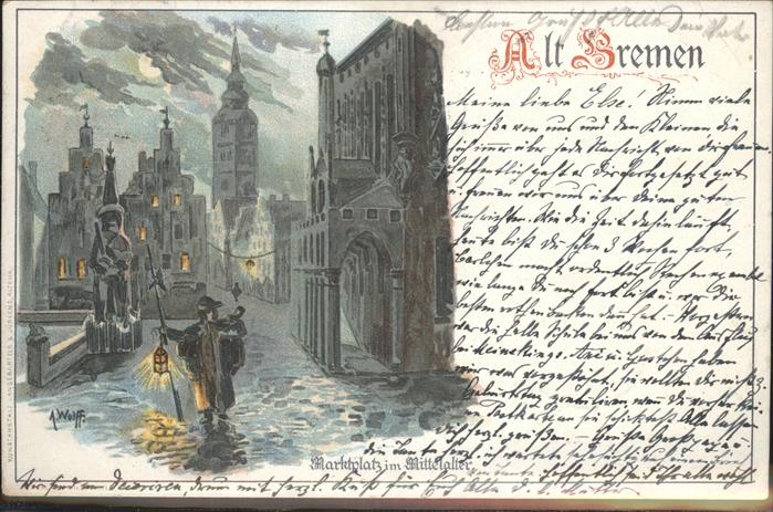 Bremen Alt_Bremen Marktplatz im Mittelalter