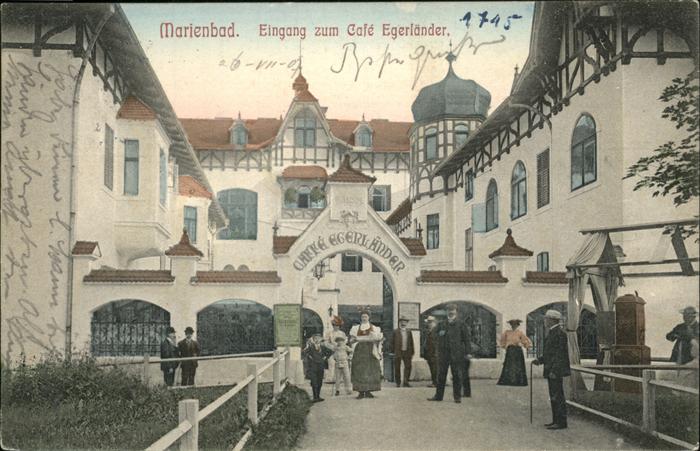 Marienbad Tschechien Boehmen Eingang zum Cafe Egerlaender