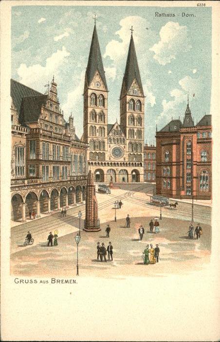Bremen Kaiser Wilhelm Platz mit Rathaus und Do