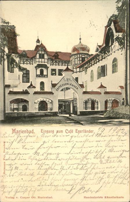 Marienbad Tschechien Boehmen Eingang zum Cafe Egerlaender