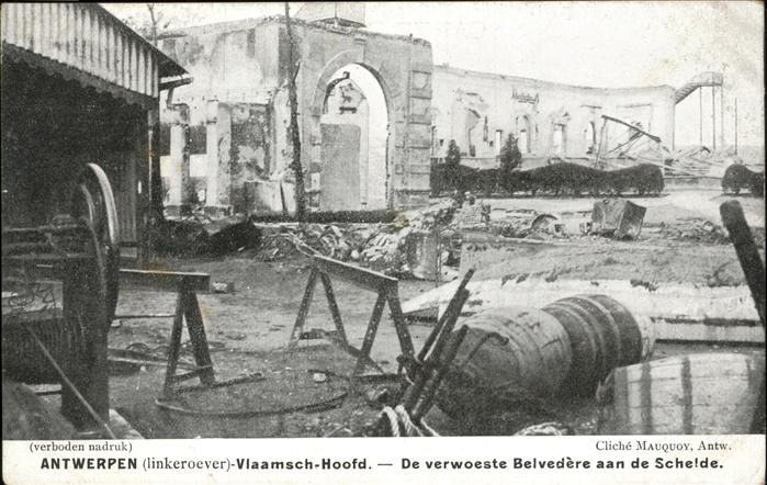 Antwerpen Anvers De verwoeste Belvedere aan de Schelde
