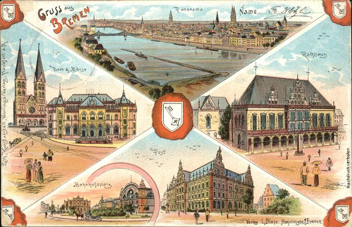 BREMEN  CITY Panorama athaus Dom und Boerse Bahnhofsplatz