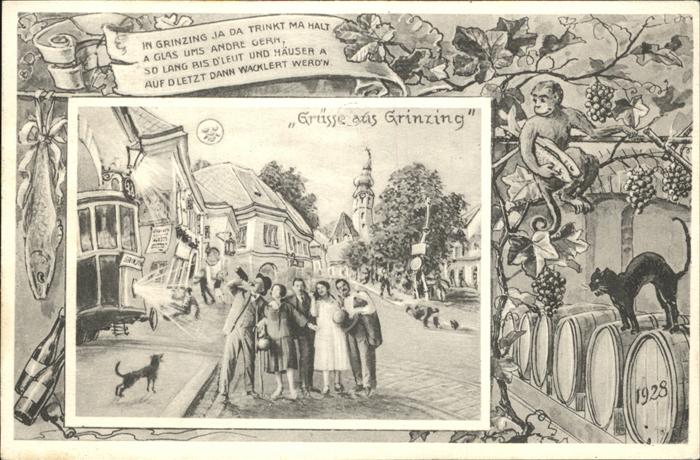 Grinzing Wien Beim Heurigen Illustration