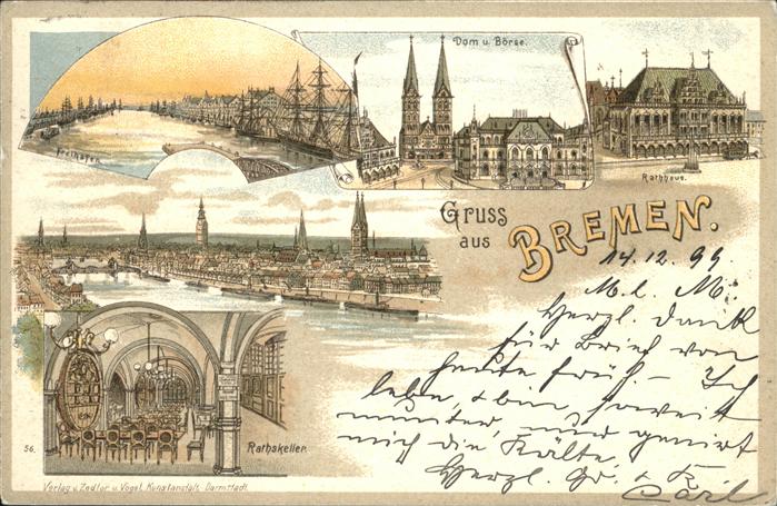 Bremen Freihafen Dom und Börse Rathaus Ratskel