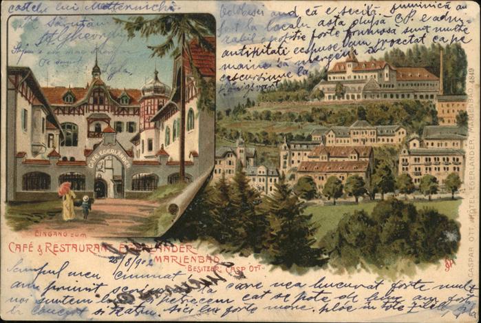 Marienbad Tschechien Boehmen Eingang zum Cafe Egerländer