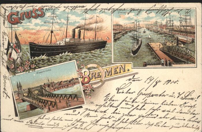 BREMEN  CITY Schnelldampfer Freihafen Weserbruecke