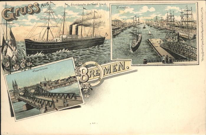 Bremen Schnelldampfer Freihafen Weserbrücke