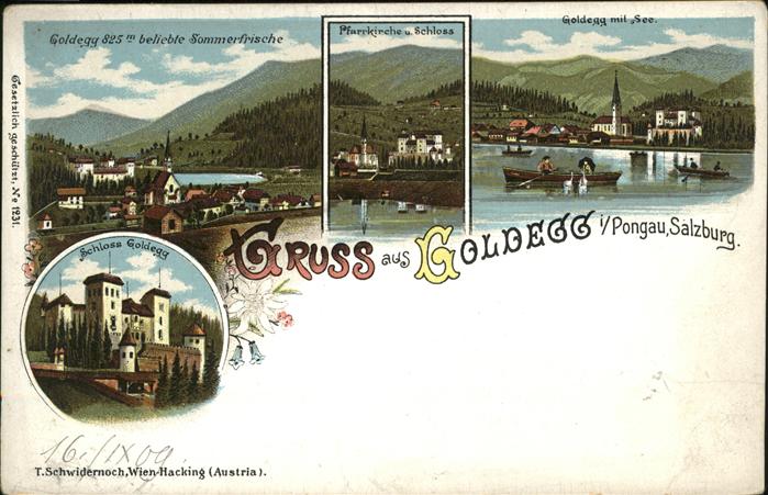 Goldegg Schloss Pfarrkirche Goldegg mit See