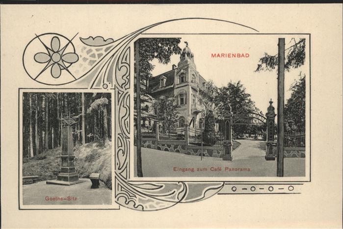 Marienbad Tschechien Boehmen Goethe Sitz Eingang zum Cafe Panorama