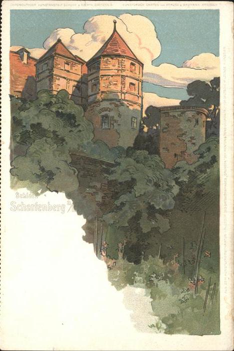 Scharfenberg Klipphausen Schloss Künstlerkarte
