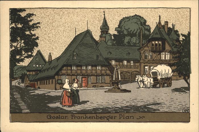 Goslar Frankenberger Plan Pferdewagen Steindru