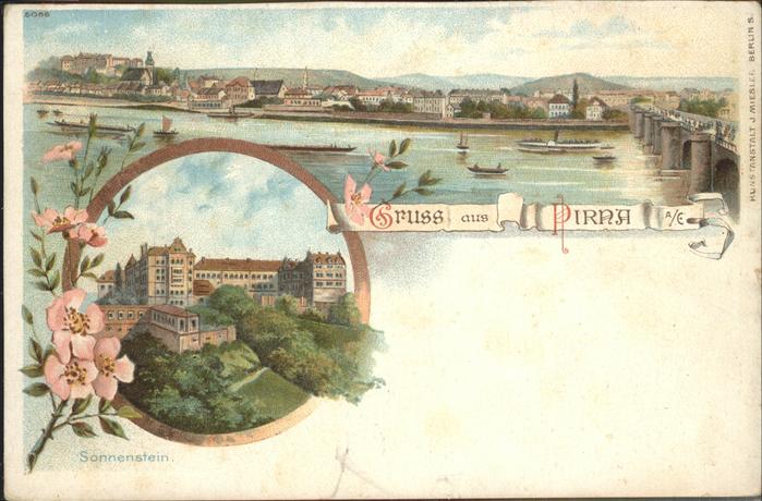 Pirna Elbe Sachsen Schloss Sonnenstein Kuenstlerkarte