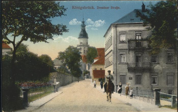 Koenigsbrueck Dresdner Strasse Soldat Pferd Kinder
