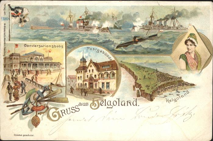 Helgoland Prägedruck Post Conversationsgebäude Sc