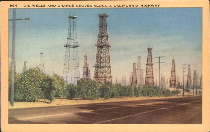 Los Angeles California Oil wells orange groves highway
