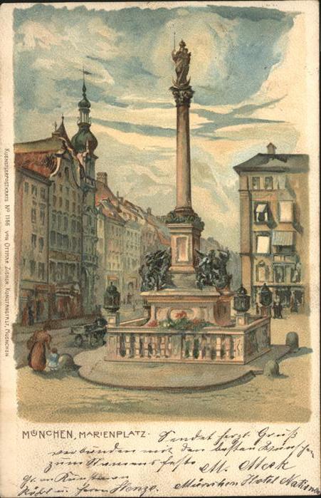 Muenchen Marienplatz Denkmal Künstlerkarte