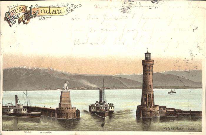 Lindau Bodensee Hafeneinfahrt Dampfer Bayrischer Löwe L