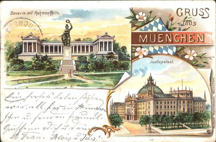 Muenchen Bavaria mit Ruhmeshalle Denkmal Justizp