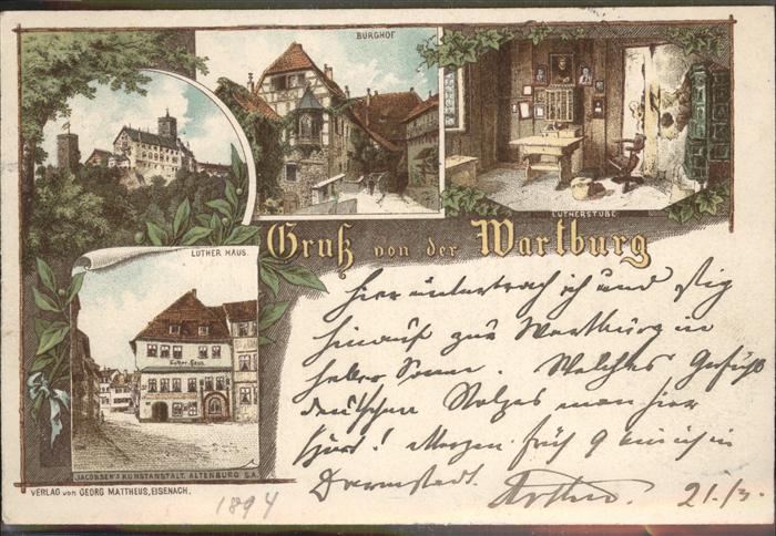 Eisenach Thueringen Wartburg Burghof Luther-Stube Künstlerk