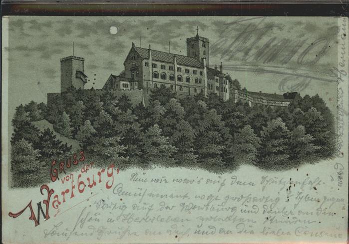 Eisenach Thueringen Wartburg im Mondschein Künstlerkarte
