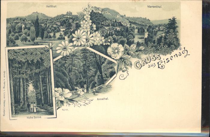 Eisenach Thueringen Wartburg Hellthal Marienthal Hohe Sonne Kuenstlerkarte