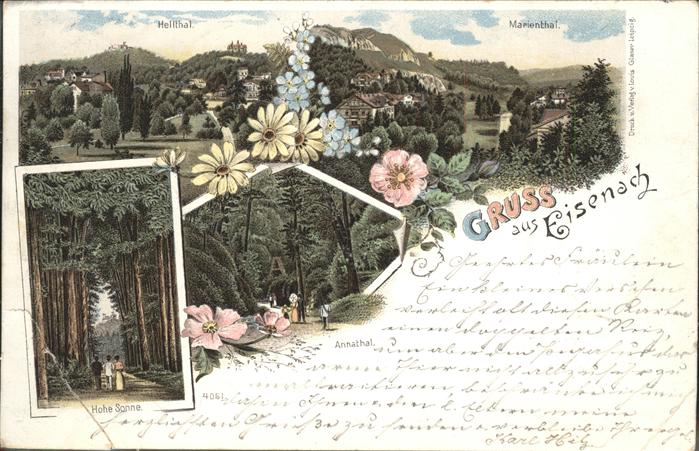 Eisenach Thueringen Wartburg Hellthal Marienthal Annathal Hohe Sonne Kuenstlerka