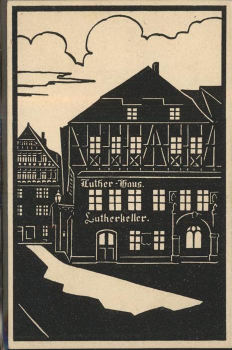 Eisenach Thueringen Lutherhaus Künstlerkarte Scherenschnitt