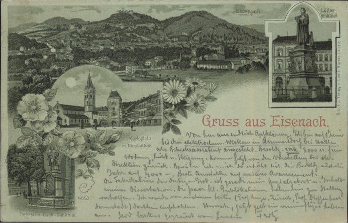 Eisenach Thueringen Panorama mit Wartburg Luther-Denkmal Ka