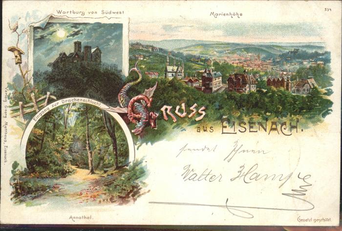 Eisenach Thueringen Wartburg im Mondschein Marienhöhe Annat