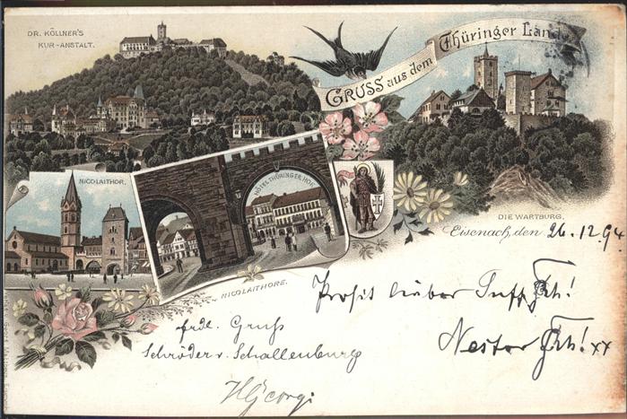 Eisenach Thueringen Wartburg Kur-Anstalt Dr. Köllner Nicola