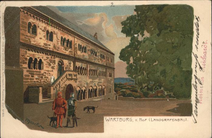 Eisenach Thueringen Wartburg Hof Hund Künstlerkarte
