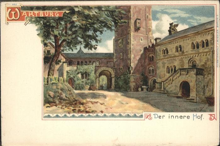 Eisenach Thueringen Wartburg innere Hofe Künstlerkarte