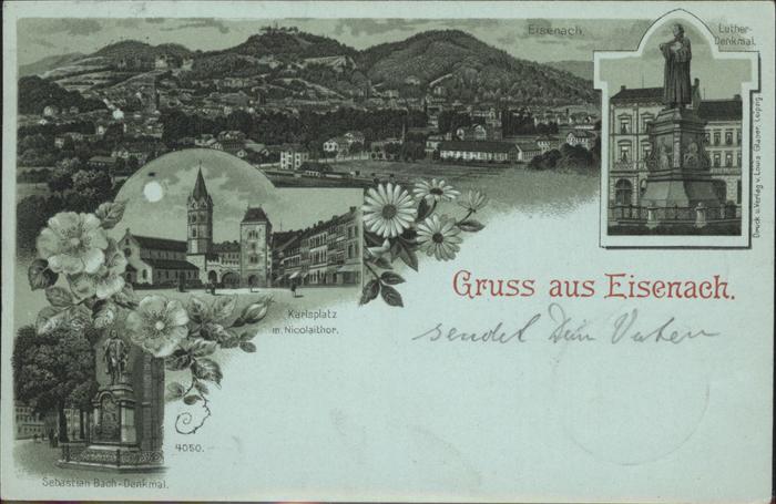 Eisenach Thueringen Panorama mit Wartburg Luther-Denkmal Ka