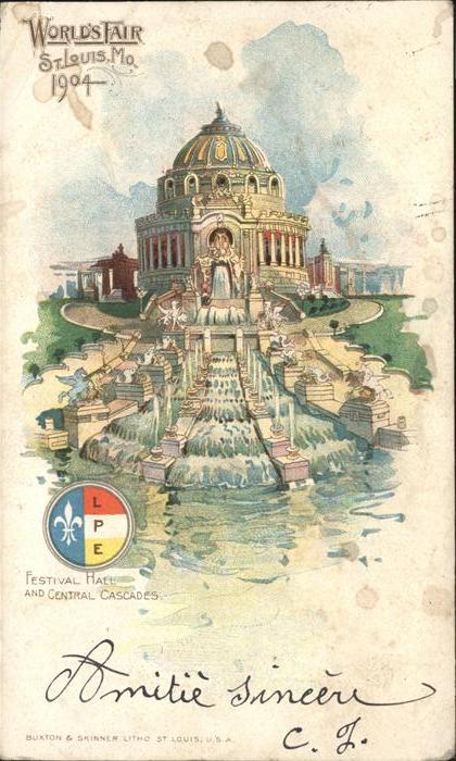 St Louis Missouri Festival Hall and Central Cascades Lithographie