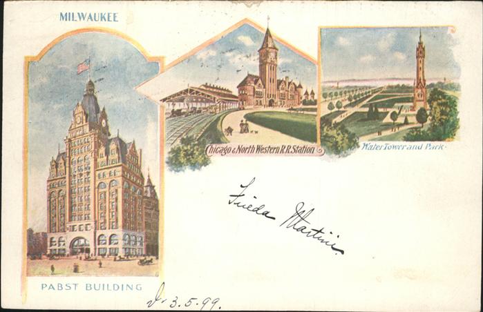 Milwaukee Wisconsin Pabst Building Chicago North Western Station Water Tower and