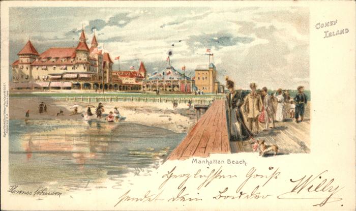 New York City Manhattan Beache Conny Island Kuenstlerkarte