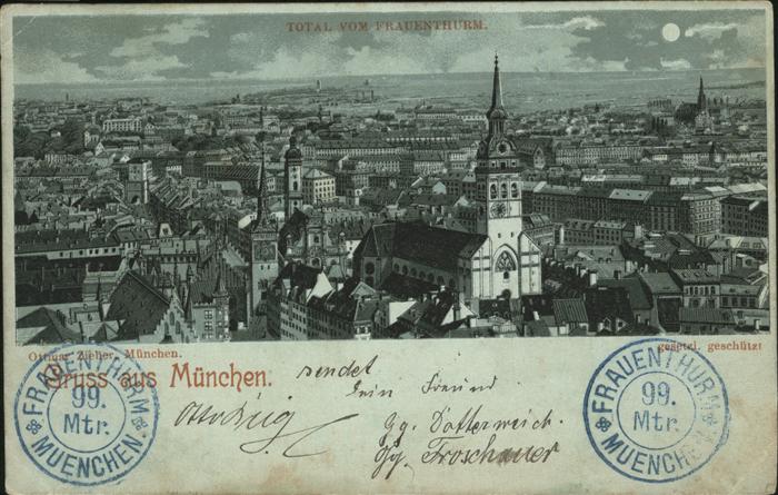 Muenchen Totalansicht vom Frauenturm