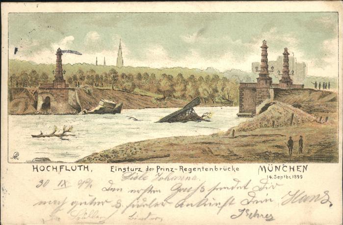 Muenchen Einsturz der Prinz Regentenbrücke Hochf