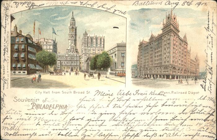 Philadelphia Pennsylvania City Hall from South Broad Street Railroad Depot