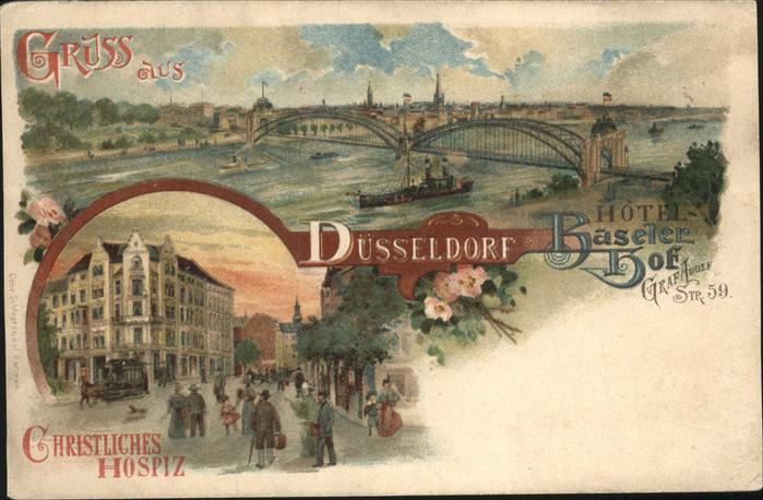 DuessELDORF  CITY Hotel Baseler Hof Christliches Hospitz Rhein Bruecke Dampfer