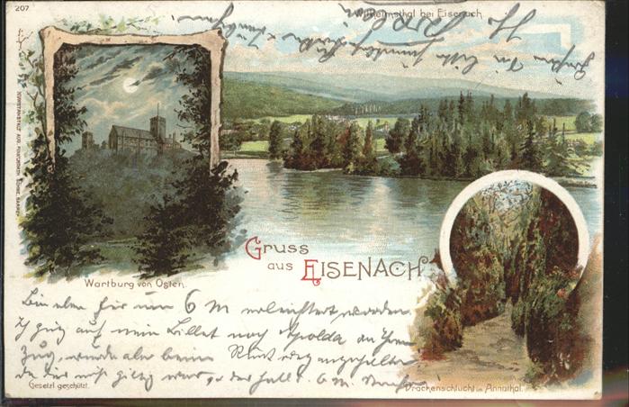 Eisenach Thueringen Wartburg im Mondschein Drachenschlucht