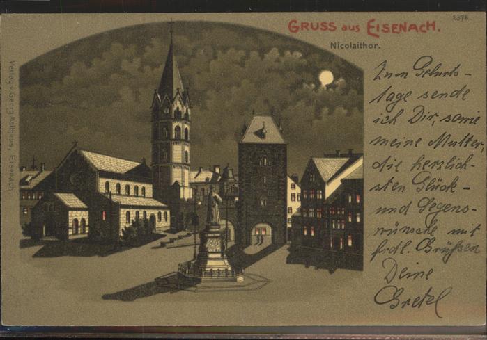 Eisenach Thueringen Lutherdenkmal Nicolaithor Kirche im Mon